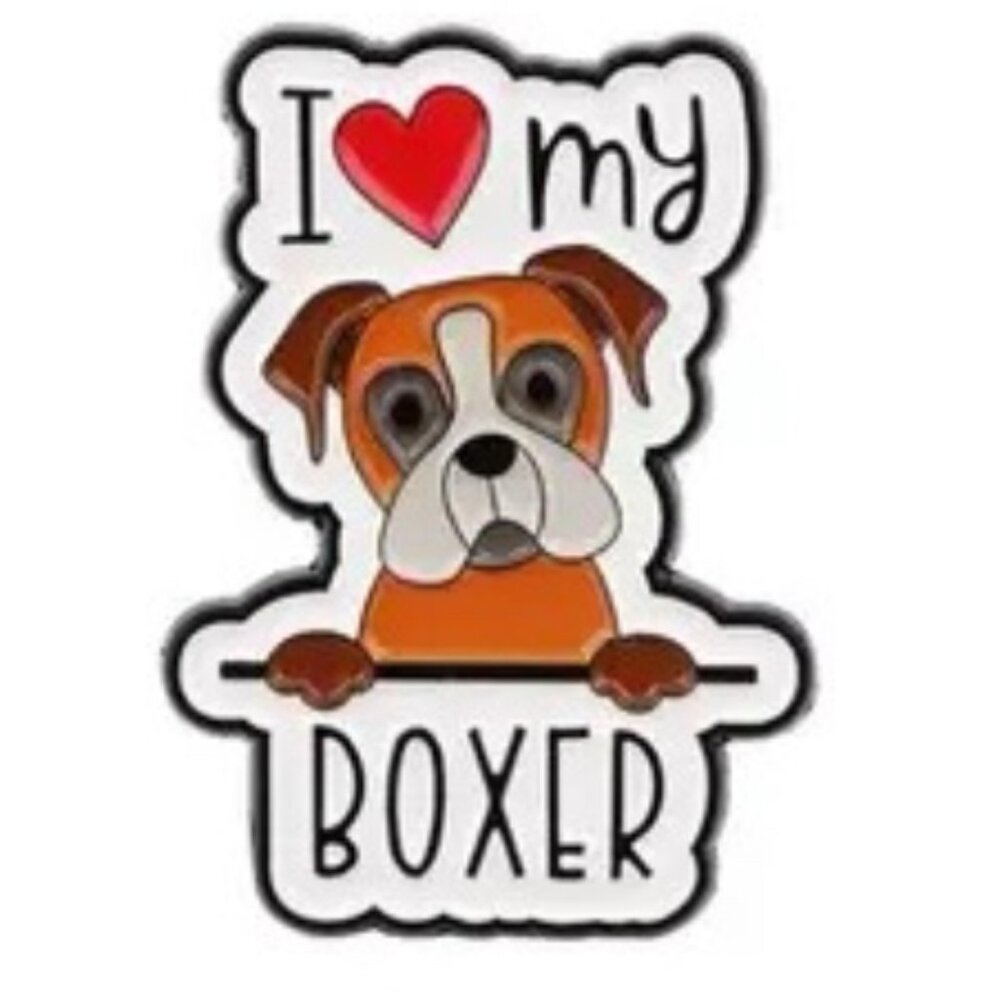 I Love My Boxer Dog Puppy Enamel Pin Brooch